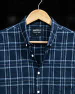 Marvelo Premium Navy Blue Checked Ambush Full Sleeve Shirt