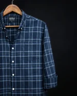 Marvelo Premium Navy Blue Checked Ambush Full Sleeve Shirt - Image 2