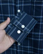 Marvelo Premium Navy Blue Checked Ambush Full Sleeve Shirt - Image 3