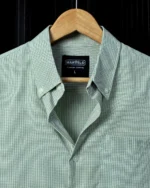 Marvelo Premium Sage Micro Checked Full Sleeve Shirt