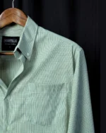Marvelo Premium Sage Micro Checked Full Sleeve Shirt - Image 2