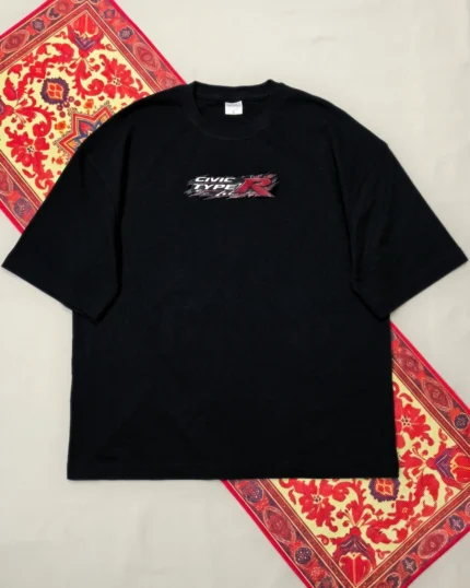 Marvelo Cropped Body Drop Shoulder Honda Civic Type R Black T-Shirt 9